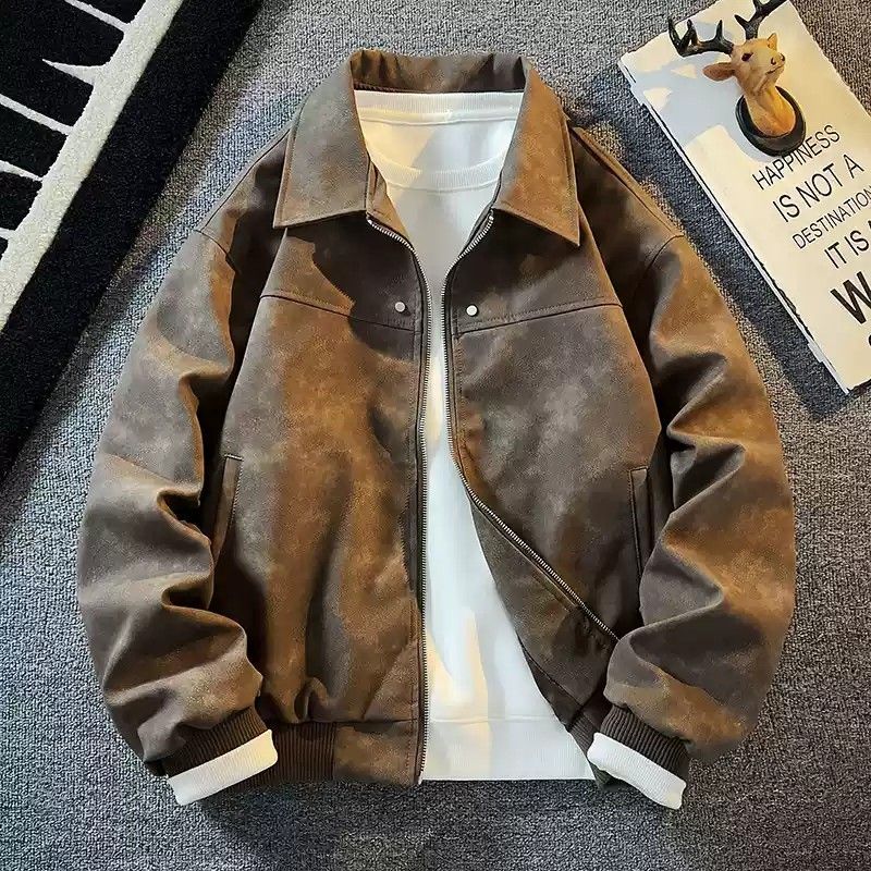 Herrenbekleidung 2024 Herren-Motorrad-PU-Lederjacke Herren-Trendy-Marken-Lederjacke Frühling und Herbst im koreanischen Stil Casual Leder_voghion.com