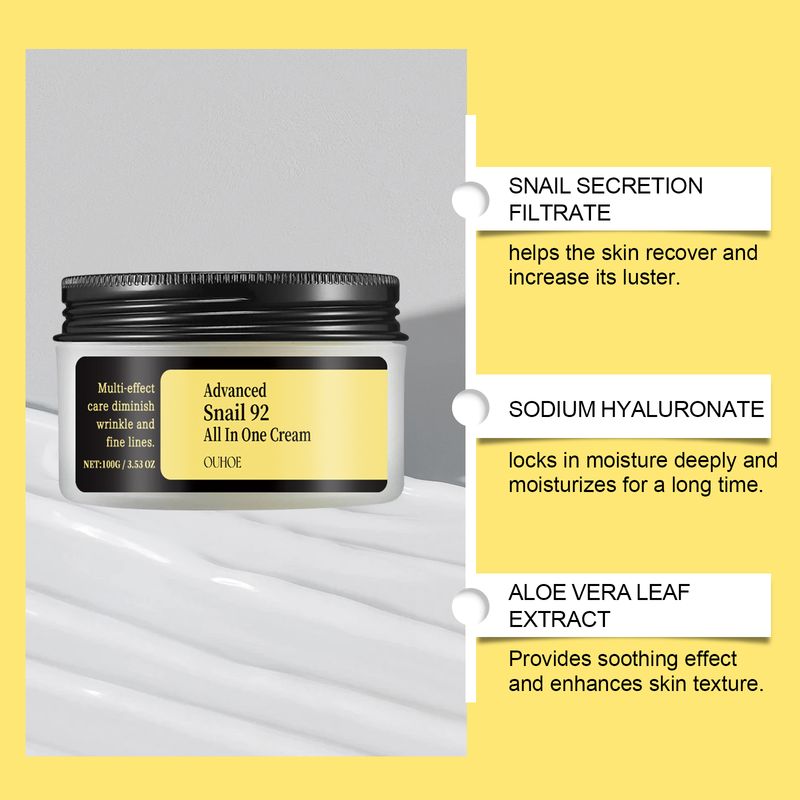 OUHOE Snail Care Cream kasvojen kosteuttava kosteuttava korjaava ihonhoitovoide_voghion.com