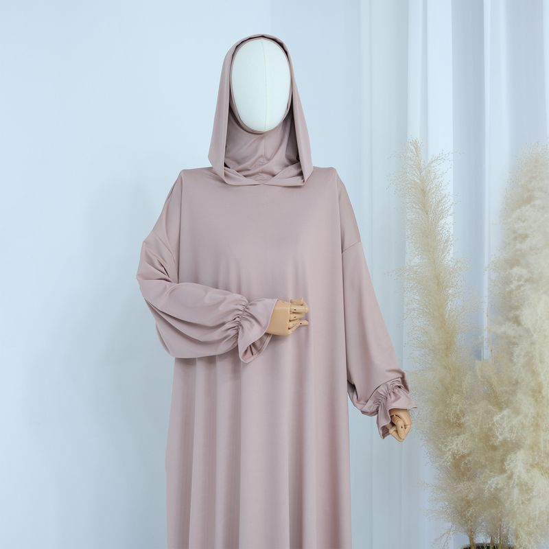 Women's Clothing Solid Color Hooded Casual Robe_voghion.com