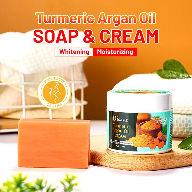 Disaar Set per la cura dell'olio di noce di curcuma Sapone detergente Latte corpo idratante_voghion.com