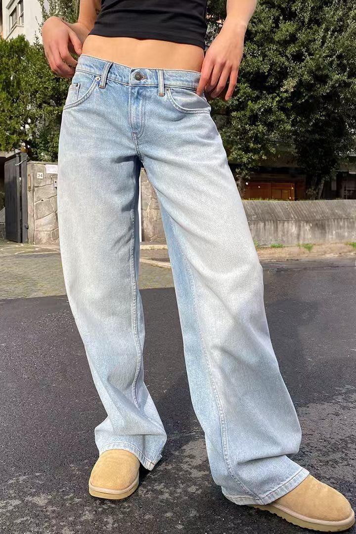 Jeans versatili a vita alta, larghi e drappeggiati, lavati, retrò, dritti, da donna_voghion.com