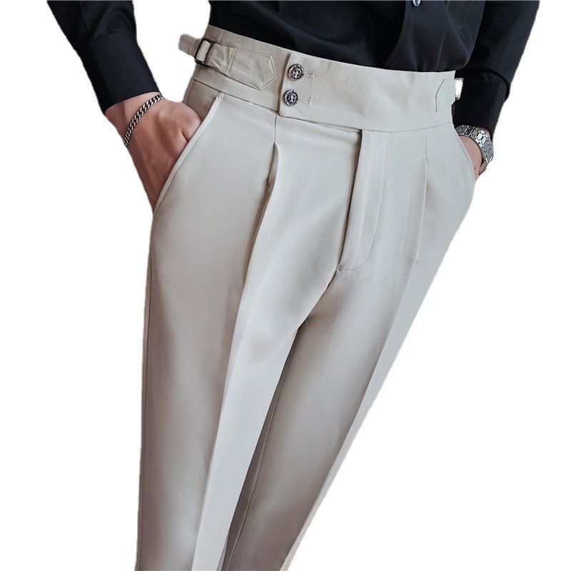 New Neapolitan Drape High Waist Men's Casual Pants Trendy Trousers_voghion.com