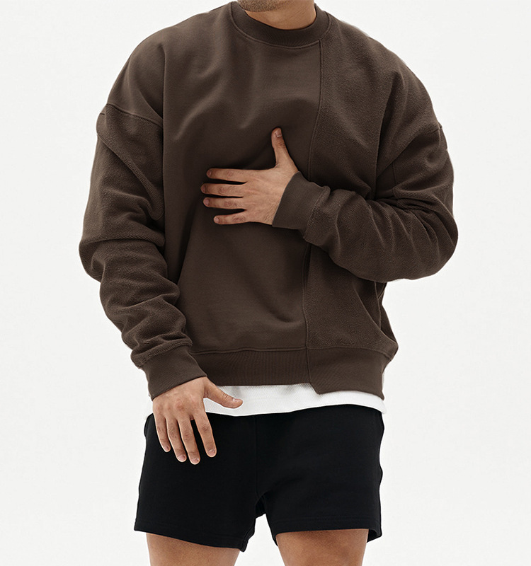Übergroßes Sweatshirt mit überschnittenen Schultern für Herren – Weicher Baumwollpullover für Herbst und Winter – Einfarbige, lässige Alternative zum Kapuzenpullover mit lockerer Passform_voghion.com