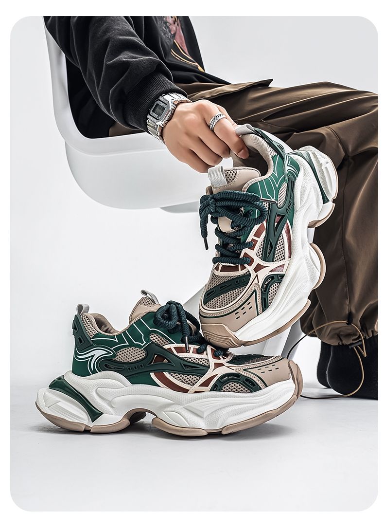 Men's Shoes 2026 New Winter Mesh Breathable Versatile Casual Sports Shoes Black Explosive Street Thick Sole Height Increasing Dad Shoes_voghion.com