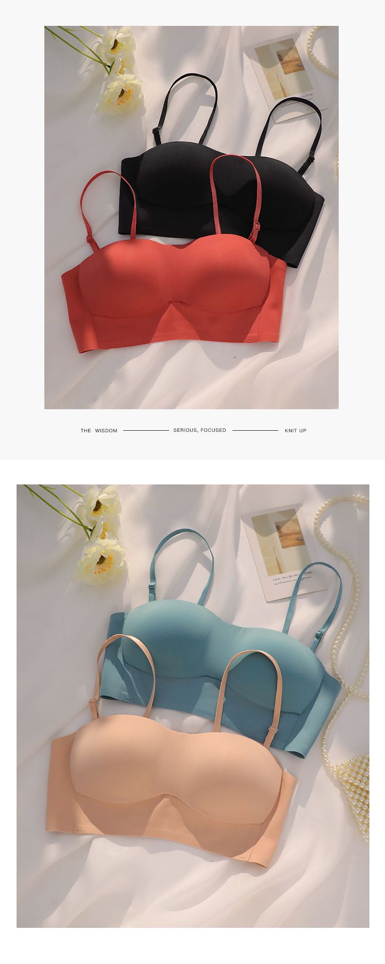 Summer Thin Anti-slip Tube-type Chest Wrapping Underwear Women's Big Chest Small Chest Gathering Strapless No-Mark Bra_voghion.com