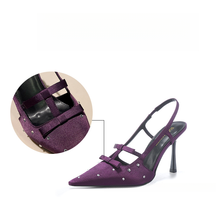 Pointed Toe Satin Women's High Heels, Fine Heel French Style,Closed Toe Sandals_voghion.com