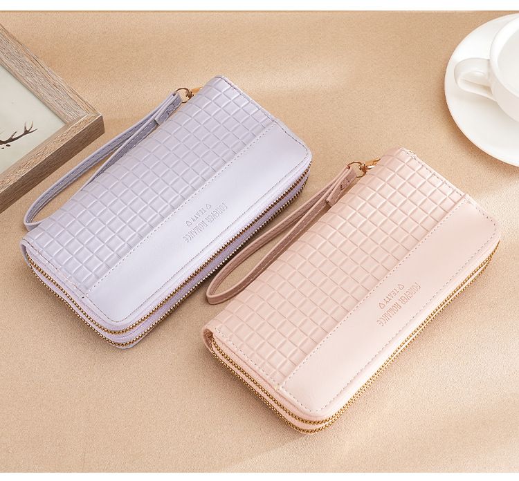 Damen Geldbörse Kleine Geldbörse Mädchen Lange Spleißen Doppel-Reißverschluss Mode Handtasche Geld Clip_voghion.com