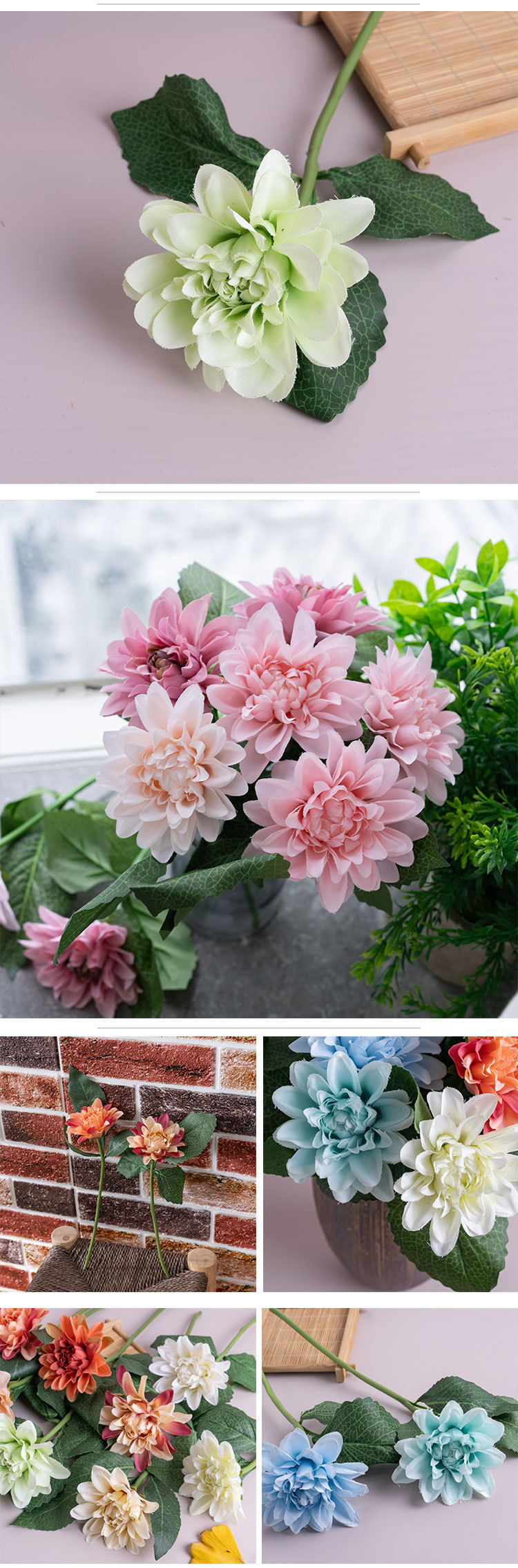 Grenseoverskridende Xiaolihua kunstig blomst av én gren, produsent av hjemmedekorasjonsbukett med roser, kunstig blomst til veggen GF15538-2_voghion.com