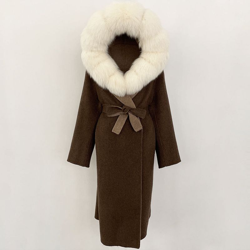 Vêtements pour femmes automne et hiver manteau en laine noir de style Hepburn français pour femmes automne et hiver manteau en laine haut de gamme taille haute et long_voghion.com