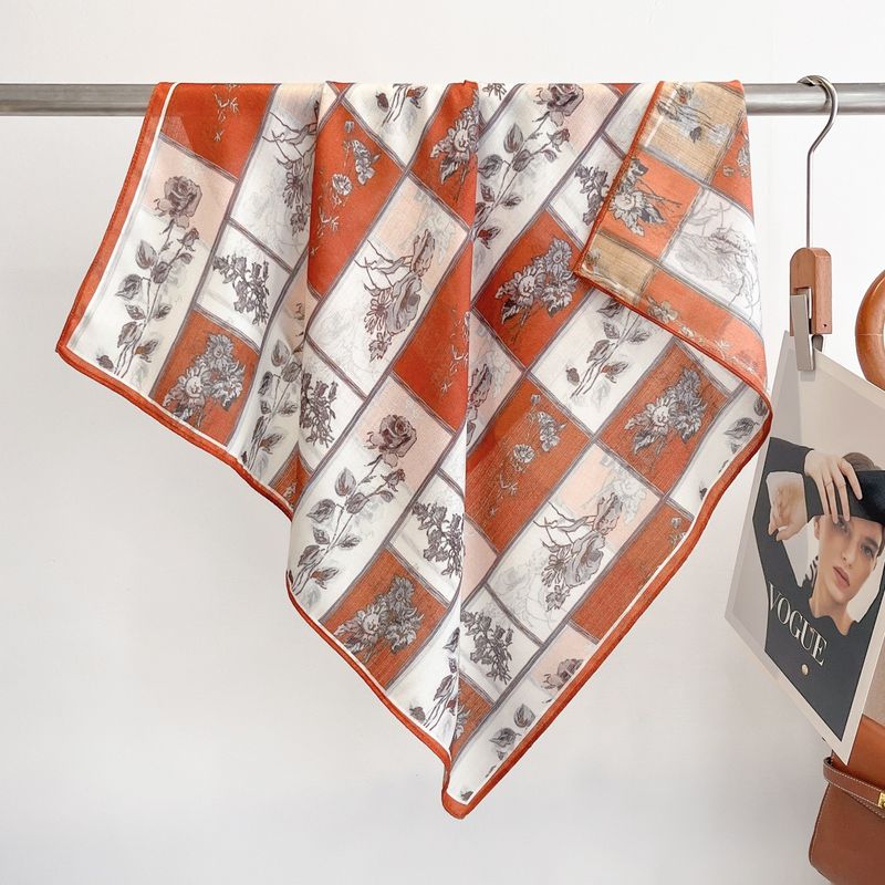 70 Spring/Summer New Style Simulated 68 Printed Shawl Small Square Silk Fashion Women's Scarf Set_voghion.com