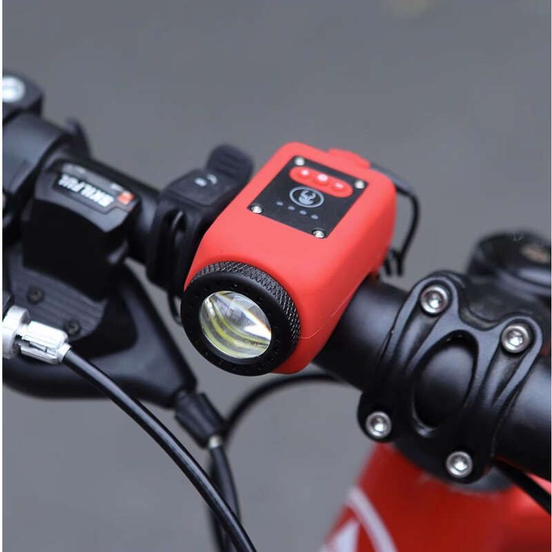 Éclairage de vélo, phares de nuit, haut-parleurs à chargement USB, sonnettes pour enfants, lampes de poche, VTT résistant à la pluie_voghion.com