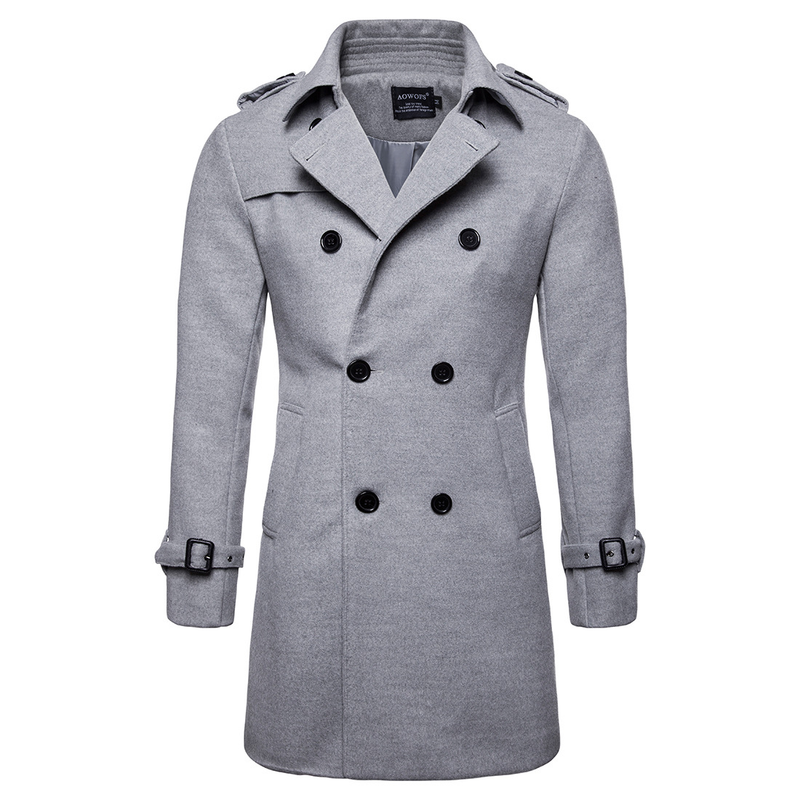 Spring Men's Long Tweed Coat Trench Coat_voghion.com
