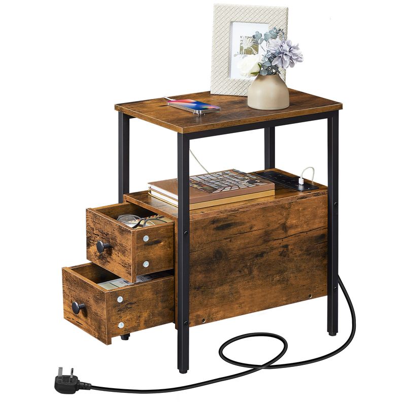 HOOBRO Side Table Coffee Table End Table NightStand Bedside Table With 2 Drawers_voghion.com