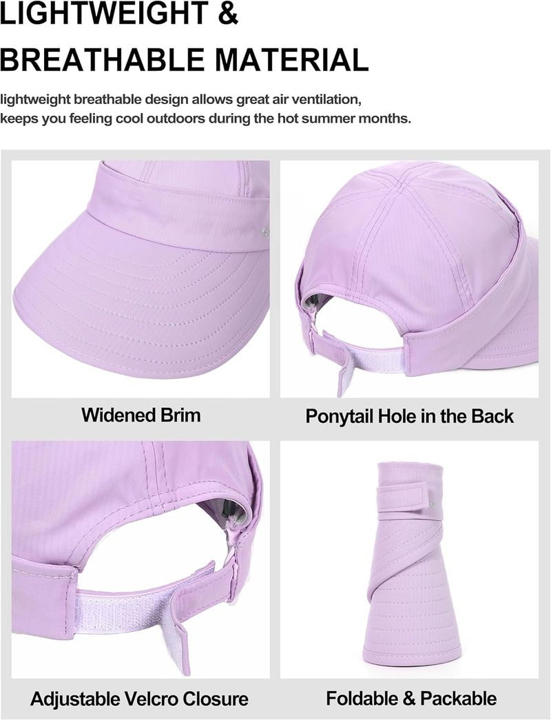Sun Hats For Womens Wide Brim Visor UV Protection Dual Purpose Hat For Beach Summer Packable Cap_voghion.com