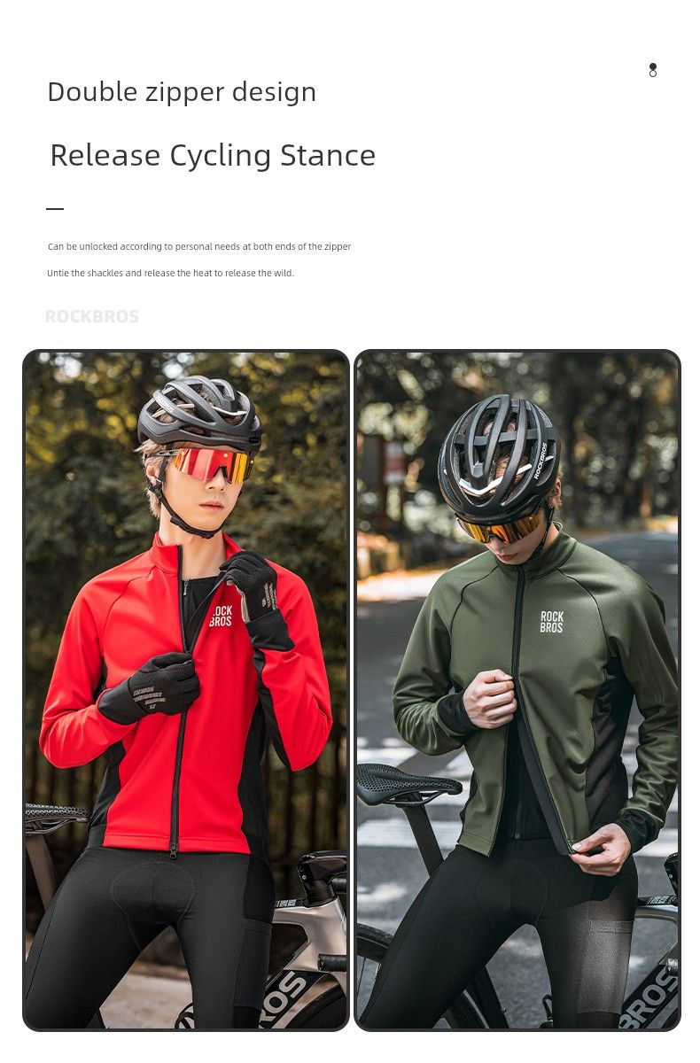 Maglia a maniche lunghe in pile Rockbros per autunno e inverno, calda, da uomo, per ciclismo su strada e montagna_voghion.com