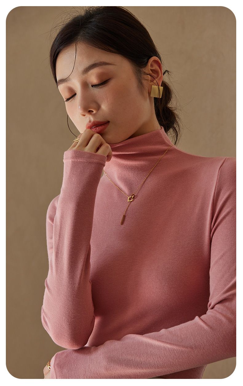Women's Thermal Turtleneck T-Shirt Double-Sided Velvet Fleece Warm Base Layer Top For Casual & Layering_voghion.com