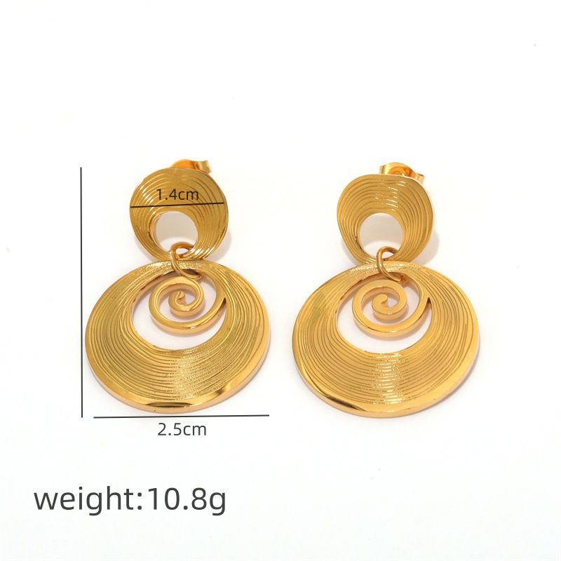 Orecchini a cerchio geometrici di lusso per donna – Orecchini a bottone in acciaio inossidabile placcato oro 18 carati con texture a forma di pane – Gioielli minimalisti ed eleganti_voghion.com