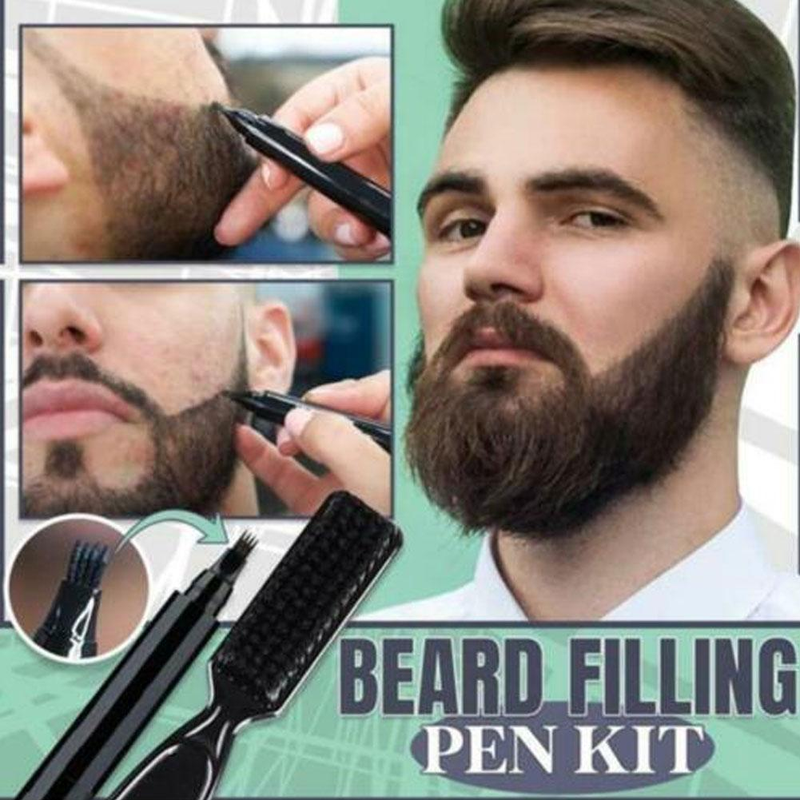 Kit penna per riempimento barba da uomo Riparazione baffi viso Forma baffi Strumento di riparazione per salone di styling Riempitore per matita per orso per uomo_voghion.com