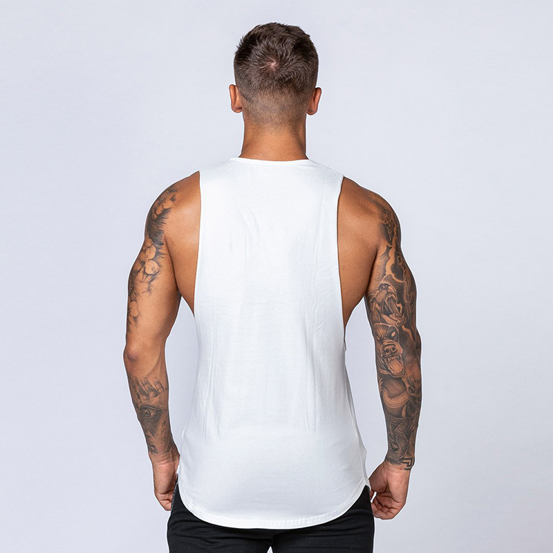 Herren-Fitness-Baumwollweste, atmungsaktives Unterhemd für den Sommersport, schmal geschnittenes, ärmelloses Camisole-Trainingsoberteil_voghion.com