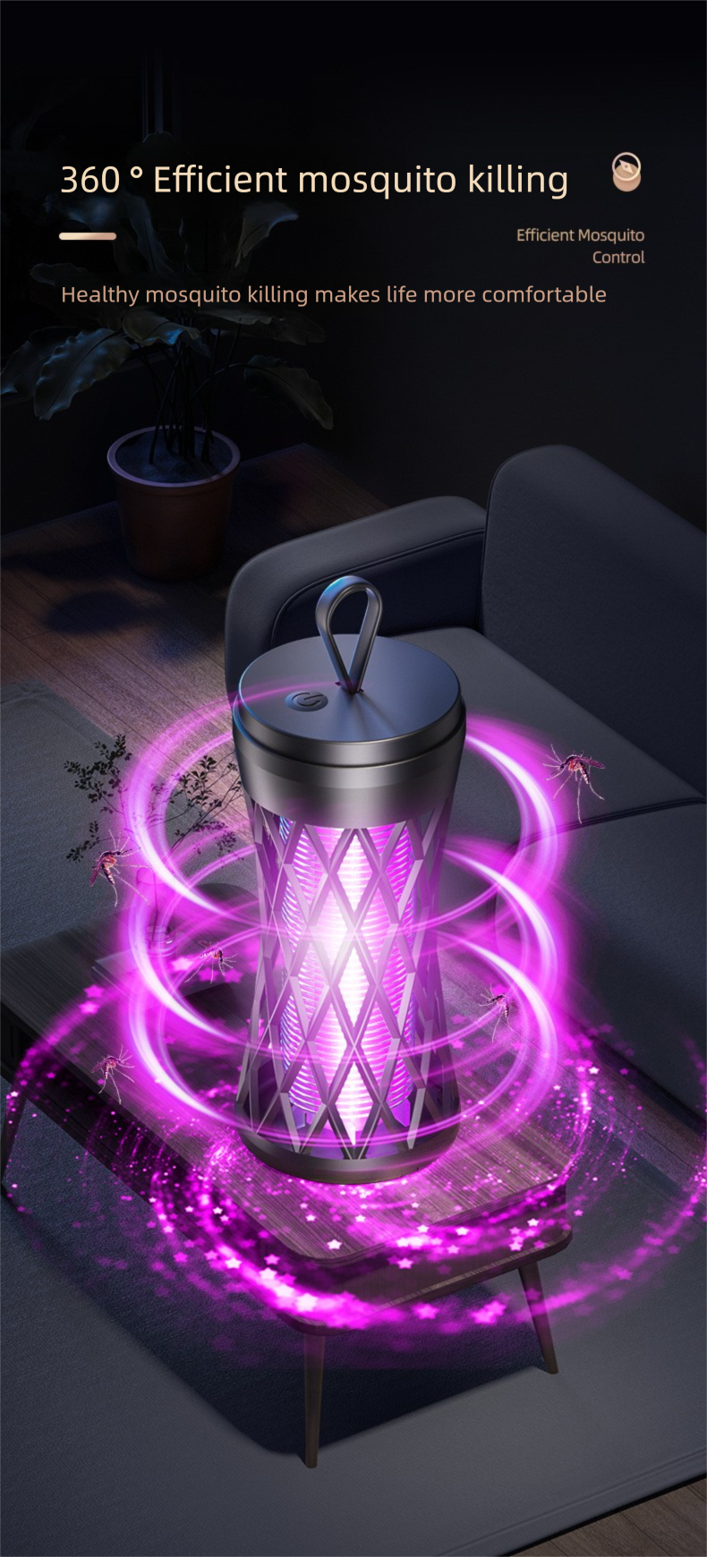 USB Mosquito Killer Lamp, Household Electric Shock Mosquito Repellent, Portable Outdoor Mosquito Trap, Waist Design_voghion.com