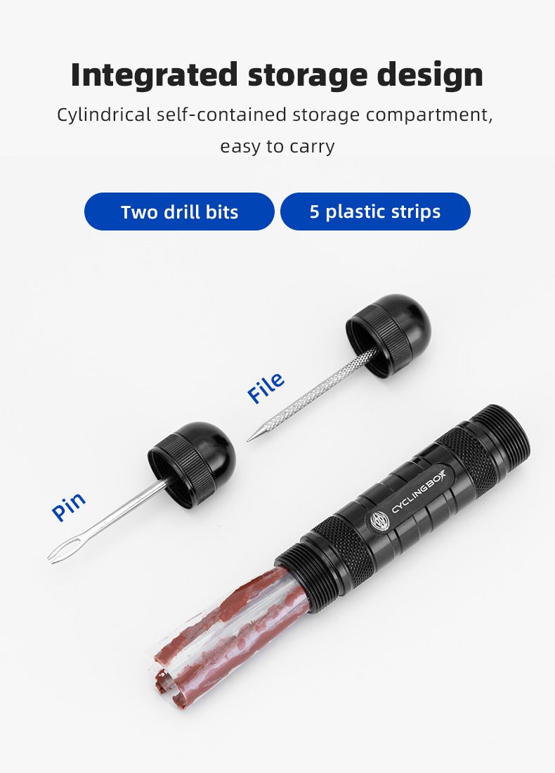 Tool bicycle aluminum alloy integrated storage portable vacuum tire repair rubber strip set_voghion.com