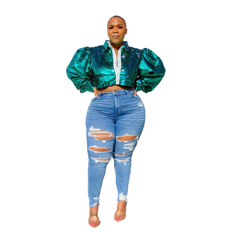 Women's clothing HSF2381 large size women's clothing personalized ripped slim stretch denim petite pants_voghion.com