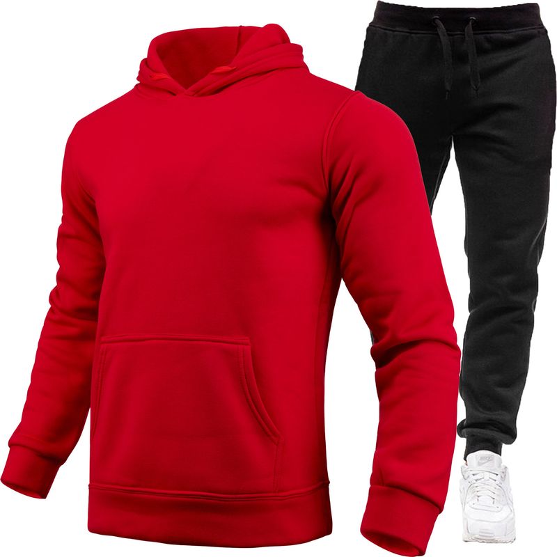 Pull de sport ensemble de pull à capuche en polaire à la mode pour hommes_voghion.com