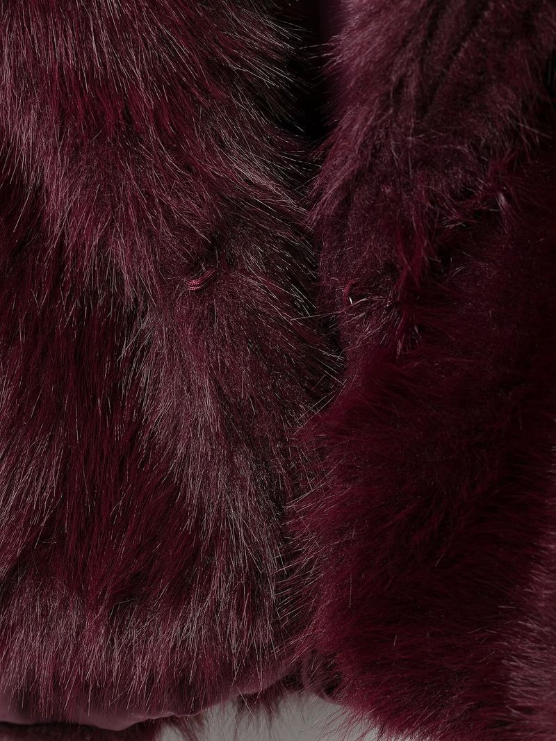 Damenmantel mit Kunstpelzkragen – Elegante Herbst-Winter-Jacke mit Revers, Luxuriöse Oberbekleidung in reinen Farben (Burgunderrot, Braun, Marineblau)_voghion.com