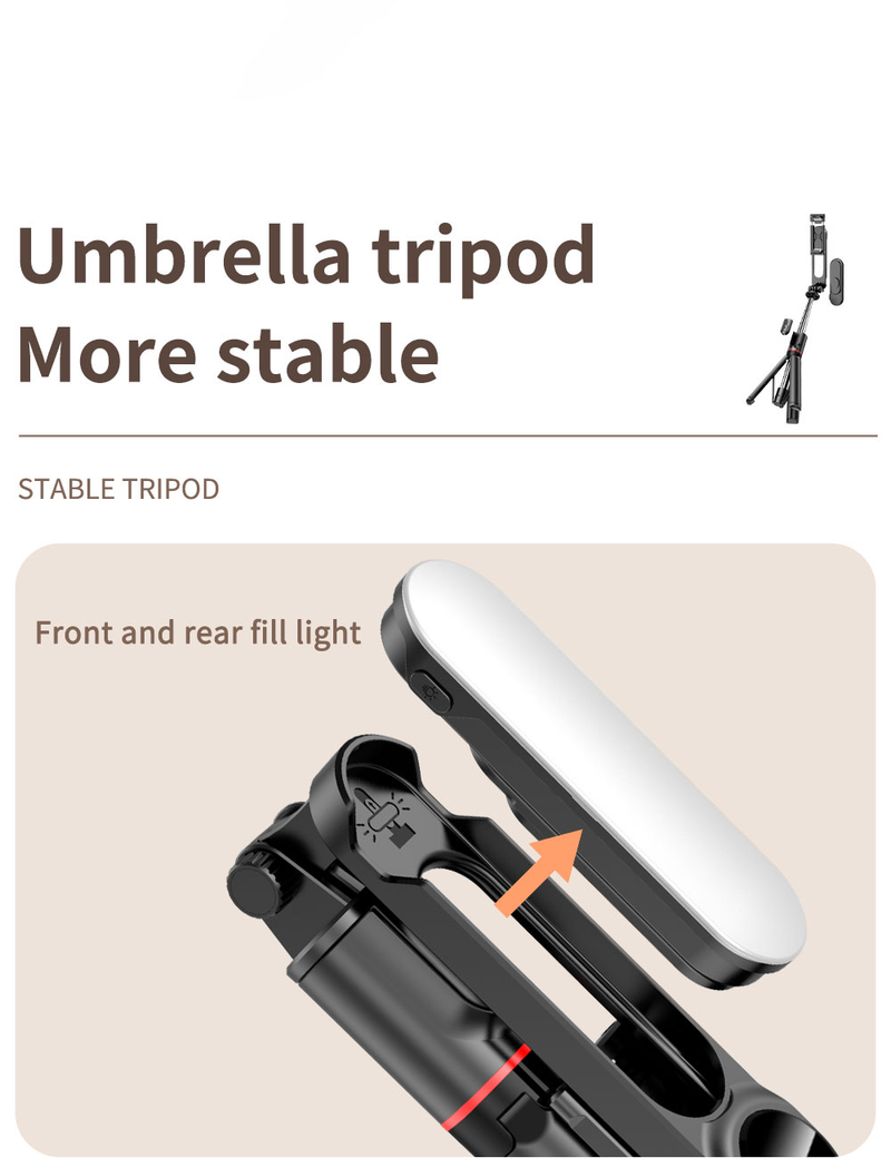 L15 Selfie Stick Multi-Functional Tripod Bluetooth Remote Control Universal Phone Holder Front And Rear Fill Light Live_voghion.com