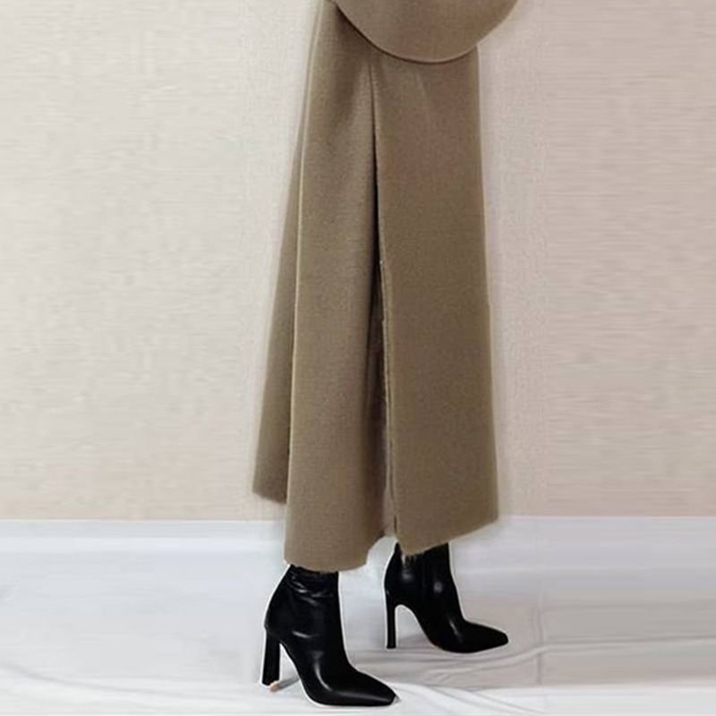 Inspired Oversized Wool-Blend Coat - Single-Breasted Long Trench With Notched Collar, Polyester Twill Fabric For Effortless Minimalism_voghion.com