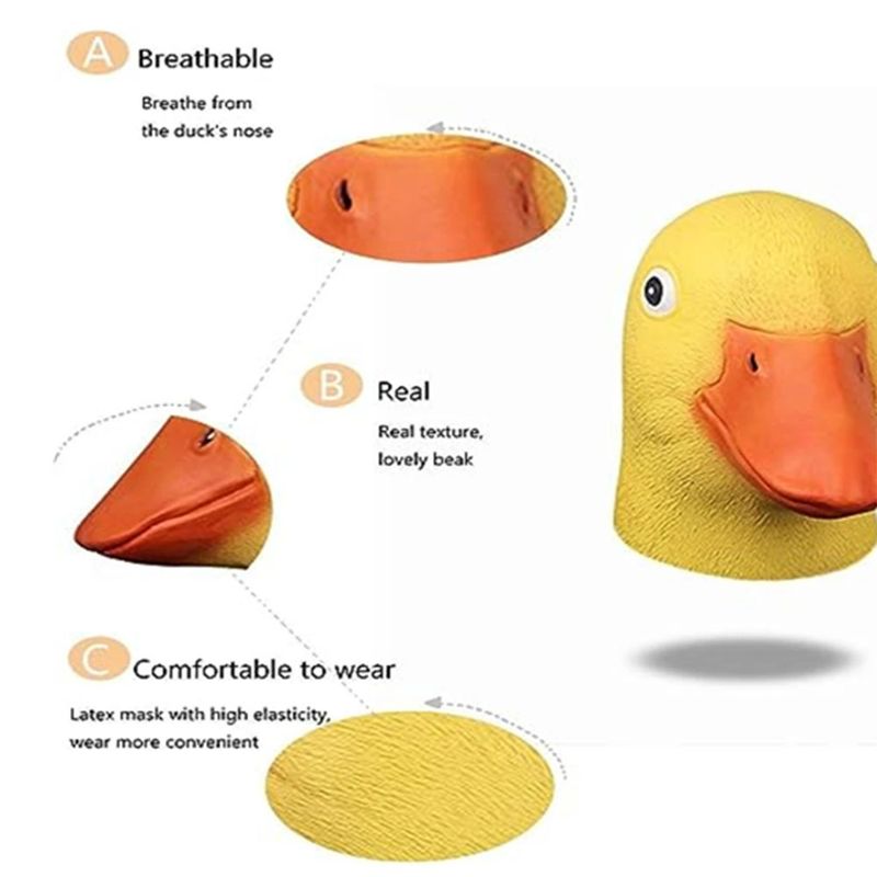 Halloween Deluxe Mask Duck Head Mask Latex Animal Mask Novelty Duck Costume Bill_voghion.com