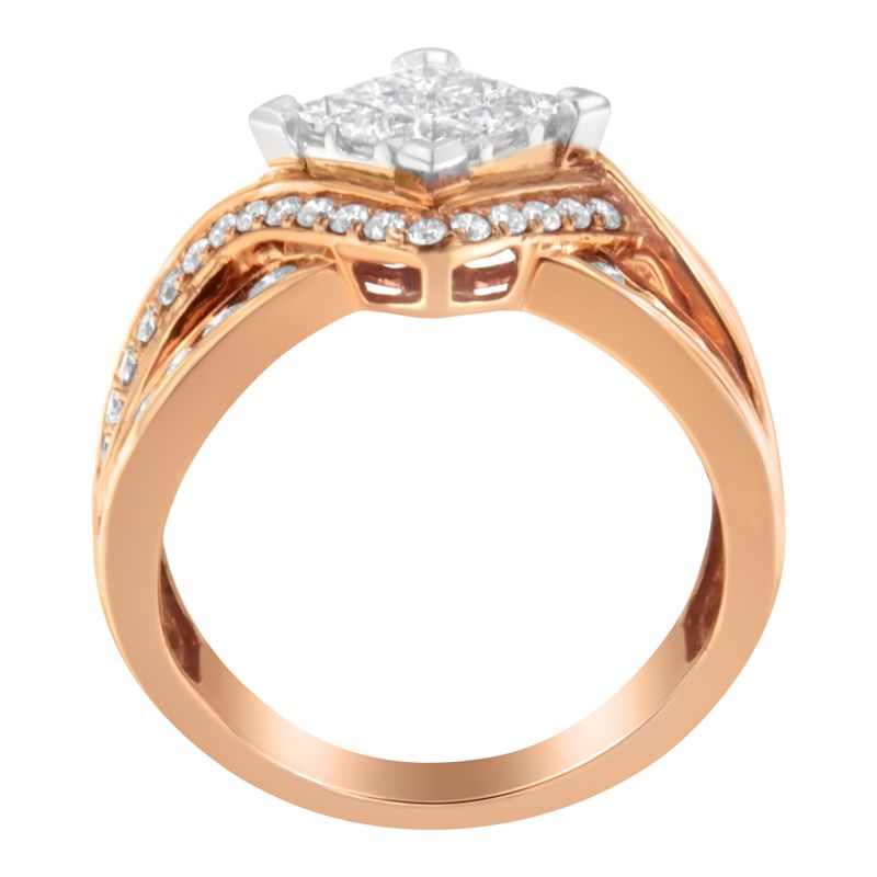 Two-Tone 10KT Gold Diamond Bypass Cocktail Ring (1 1/2 cttw, H-I Color, I1-I2 Clarity)_voghion.com