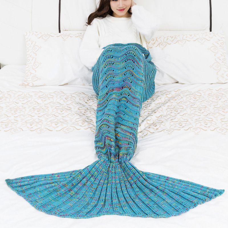Yama Hohlwelle Meerjungfrau Gestrickter Fischschwanz Sofa Klimaanlage Decke Schlafsack_voghion.com