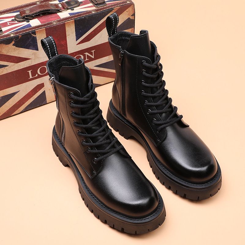 Martin Boots Men's High Top Thick Bottom Wind Side Zipper Tooling Locomotive Tide Boots_voghion.com