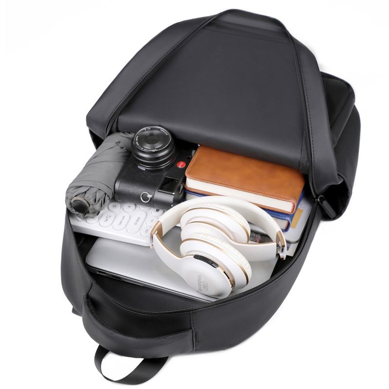 Mochila clásica negra de tela Oxford, estilo universitario, impermeable, ligera, multicapa, de gran capacidad, moderna, para mujer._voghion.com