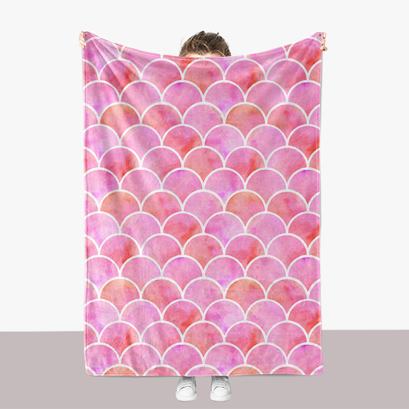 Modische Fischschuppenmuster-Serie, Flanell, 3D-gedruckt, verdickte Sofadecke_voghion.com