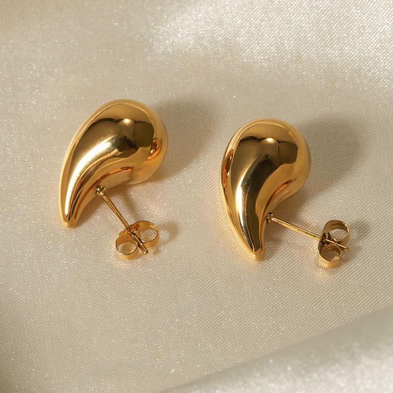 Orecchini da donna in acciaio inossidabile con gocce d'acqua in titanio e oro_voghion.com