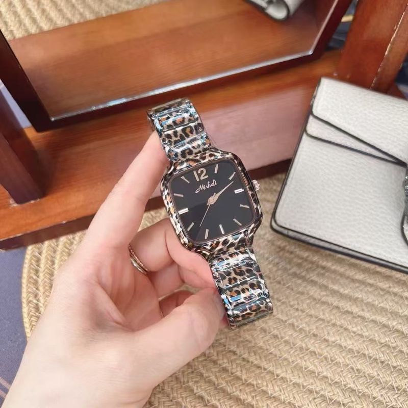 Mishali/ Milisha New Leopard Print Steel Band Square Watch For Women Large Dial Trendy Brand Fashion Style_voghion.com