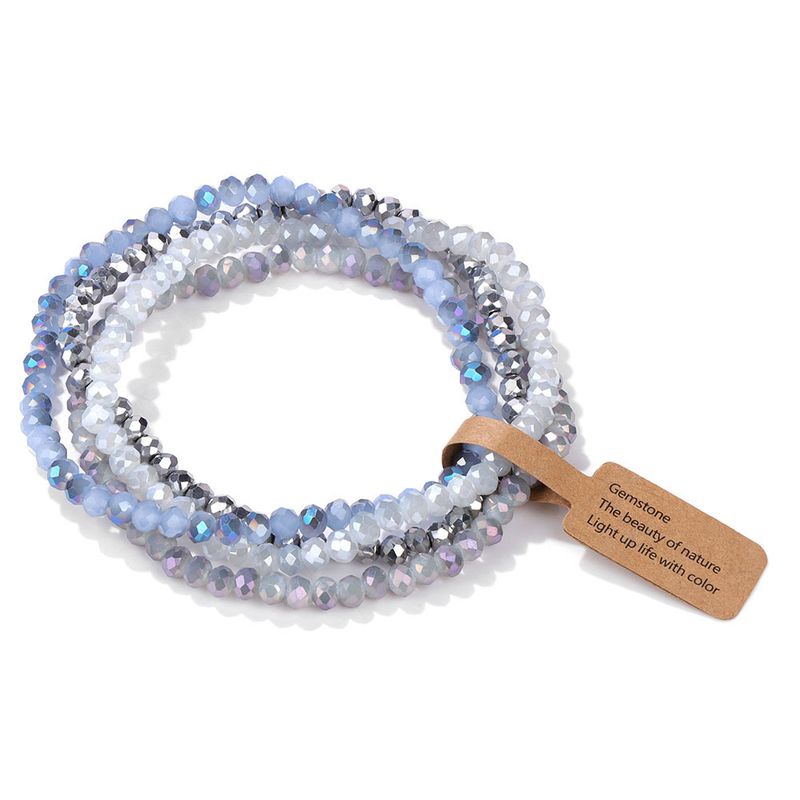 Pulsera de cuatro piezas de vidrio bañado en color para mujer, conjunto de regalo de moda para mejor amiga, joyería_voghion.com