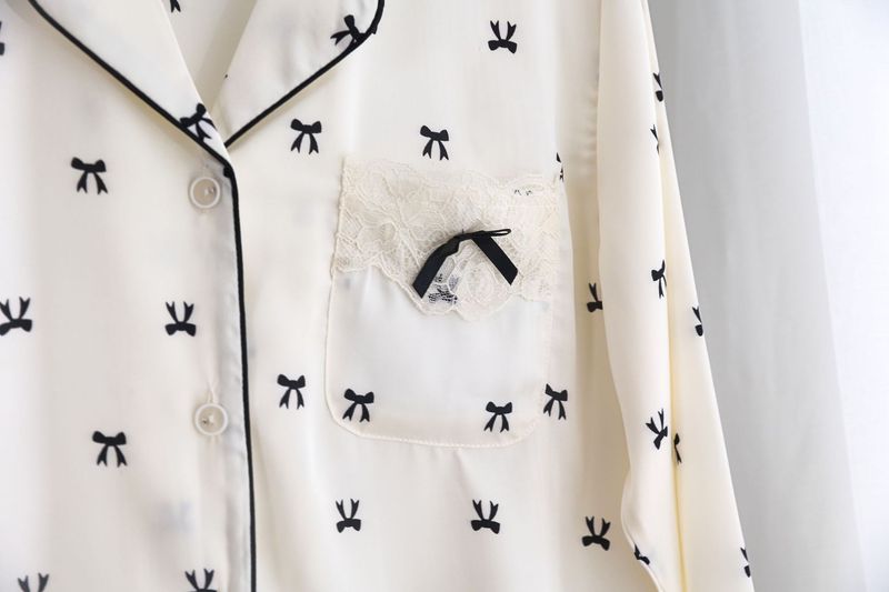 Dampyjamas för kvinnor i ny stil, långa ärmar och byxor i silkesrosett, tvådelade kostymer, kan bäras utomhus, hemkläder i ny stil_voghion.com