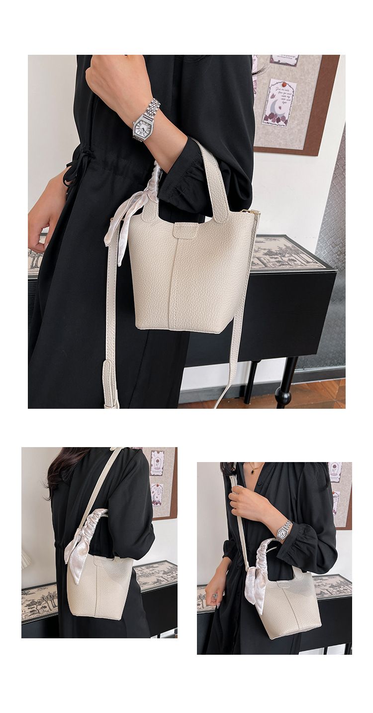 Korean popular 2024 new handbag, mother silk scarf, bucket bag, high-end versatile single shoulder simple crossbody bag_voghion.com