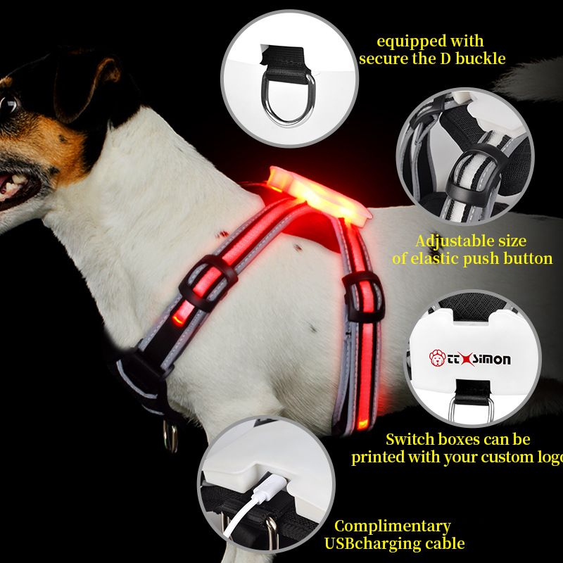 Pet Light-Up Wiederaufladbare Weste Anti-Explosion Brust Universal Hund Harness Leine_voghion.com