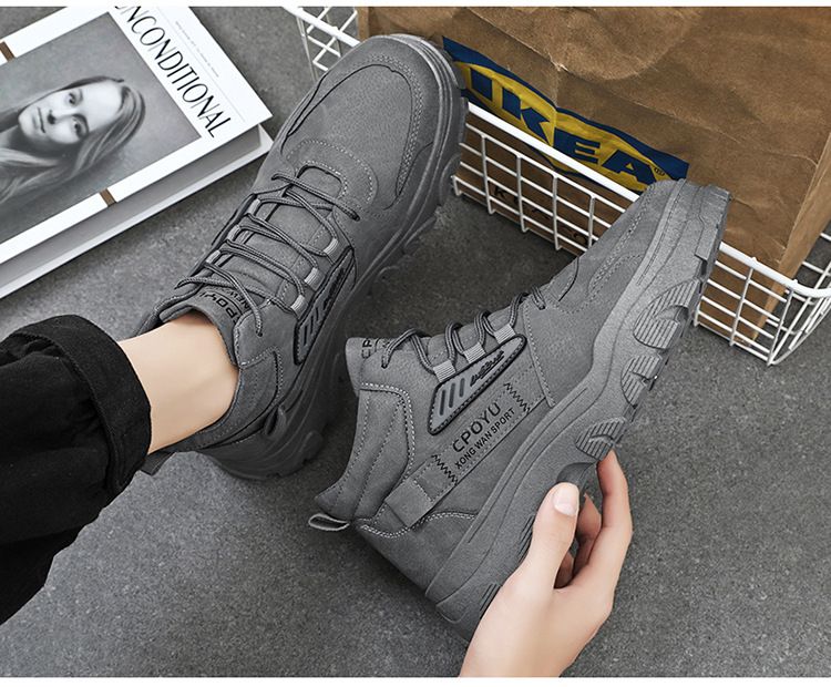 Spring High Top Workwear Men's Trendy And Versatile Thick Sole Anti Slip Construction Site Work Safety Shoes, Martin_voghion.com