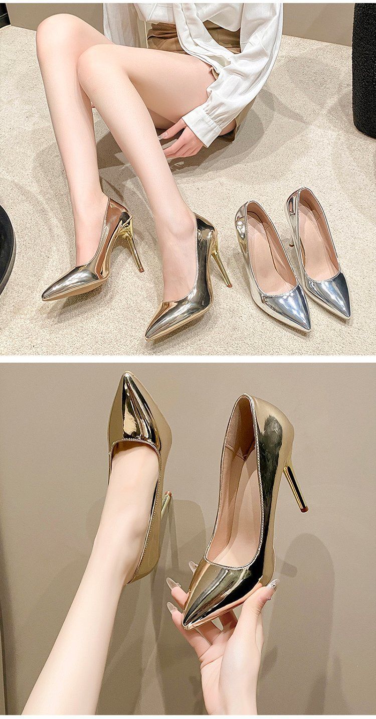 Women's High Heel Fashion Single Shoes, Pointed Toe Shallow Mouth, One Kick, Plus Size Fashionable Hundred_voghion.com