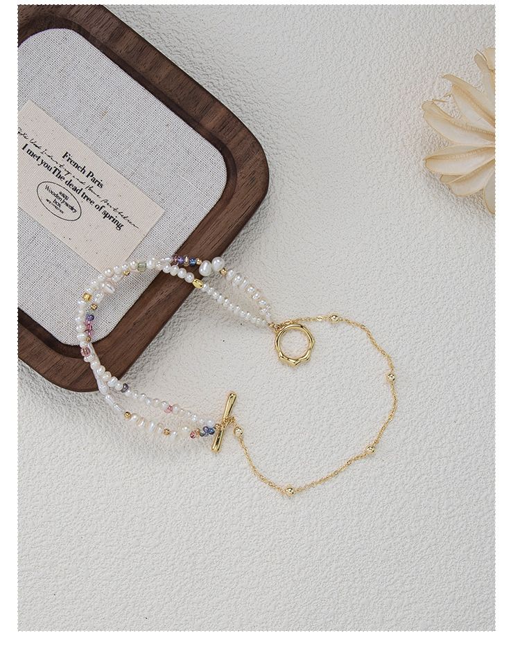 Set di tre bracciali con perle d'acqua dolce da donna, perle irregolari multicolori, bracciali impilabili boho fatti a mano per donna, regalo per lei_voghion.com