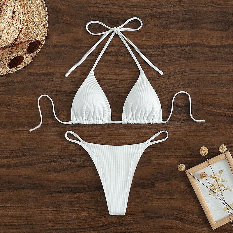 Ensemble bikini dos nu - Maillot de bain deux pièces sexy à nouer réglable pour femme, multicolore, vêtements de plage_voghion.com
