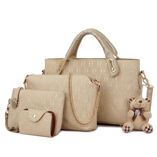 4 pezzi/set set di borse da donna elegante borsa a tracolla in pelle PU moda borse da donna con pochette a tracolla in tinta unita selvaggia_voghion.com