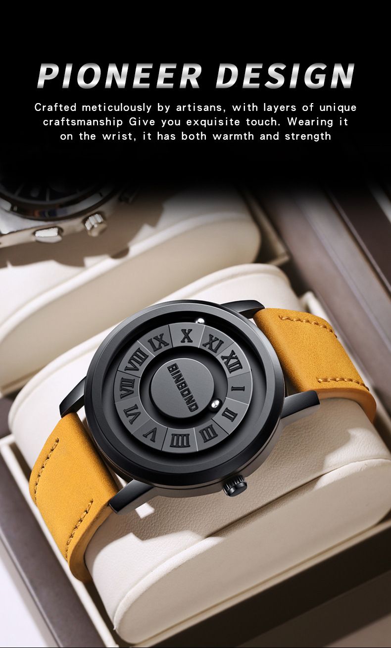 BINBOND/Binbang New Men's Cool Magnetic Beads Black Technology Concept Waterproof Maglev Quartz Watch_voghion.com