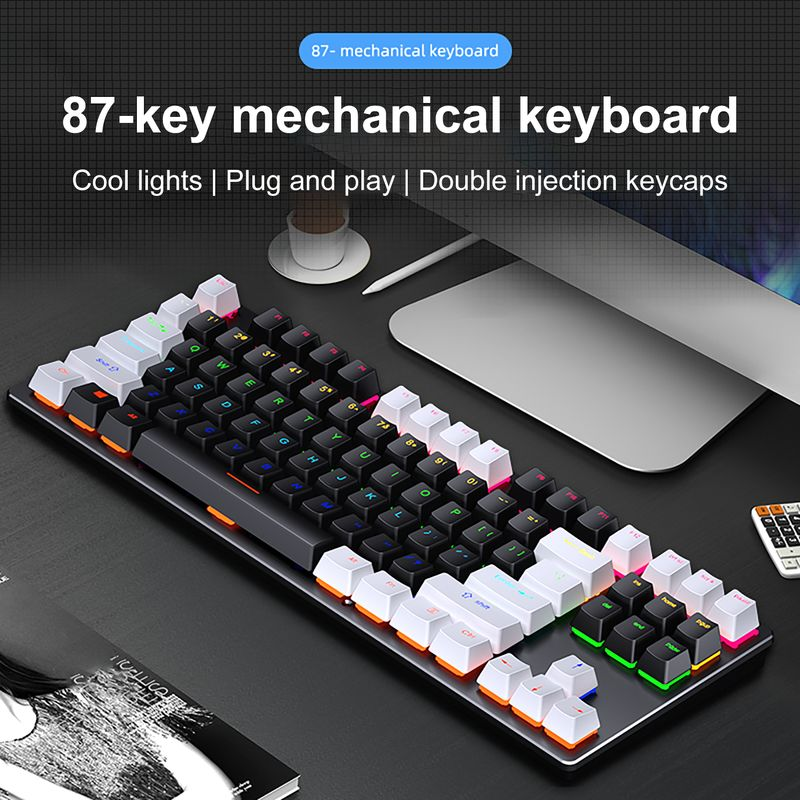 Farfi K550 Tastiera meccanica da gioco USB ergonomica non ritardata cablata con 87 tasti per ufficio_voghion.com