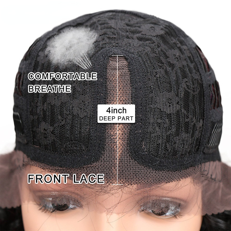 Extension per capelli Parrucche Copricapo Capelli ricci di media lunghezza Parrucca nera a onde grandi Parrucca naturale per capelli veri da donna_voghion.com